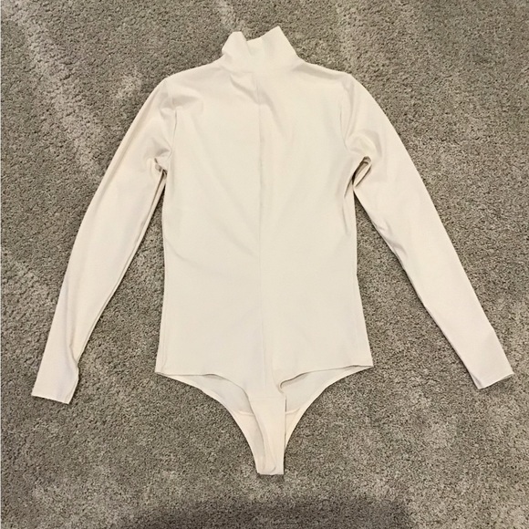 SPANX Suit Yourself Ribbed Long Sleeve Turtleneck Bodysuit | Cream - Picture 8 of 13